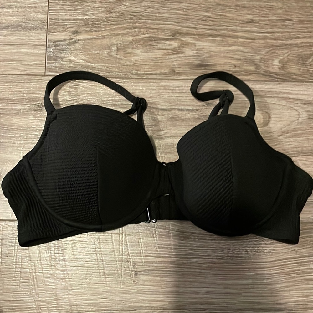 H&M black color bikini waffle texture fabric.